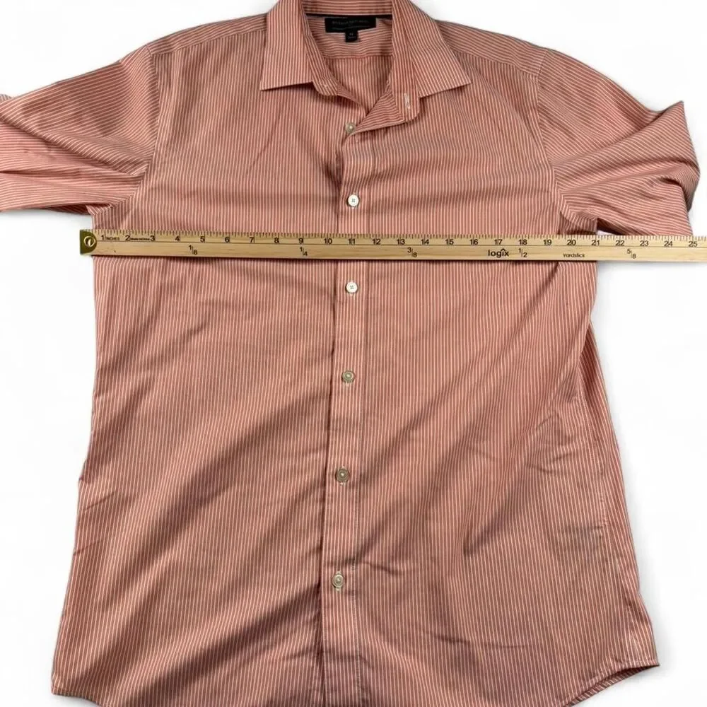 Banana Republic Men’s Orange Striped Button-Up Shirt Standard Fit | Size Medium